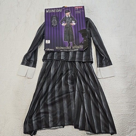 Wednesday Addams Costume Girls Small Size 6 Black Nevermore Uniform Rubies - Picture 4 of 6